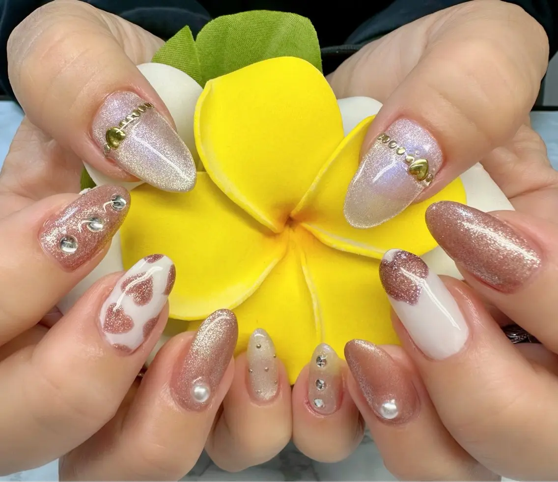 ネイル アートネイル ハート マグネットネイル ワンカラーネイル バレンタイン Mai’s nailのネイルデザイン