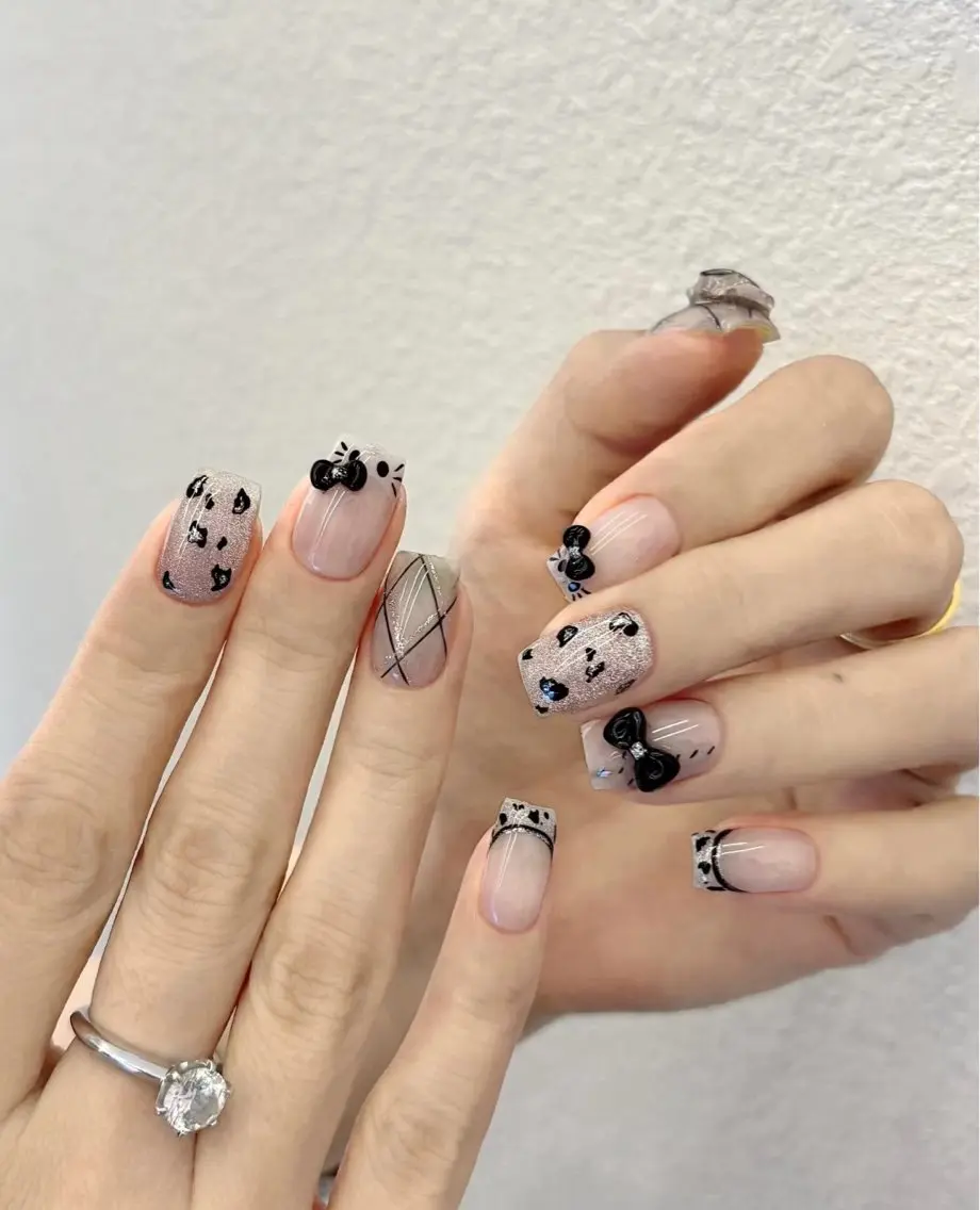 ネイル フラワーネイル フレンチネイル ジェルネイル ガラスフレンチ ハート ハンドネイル BabyYouMi nailのネイルデザイン