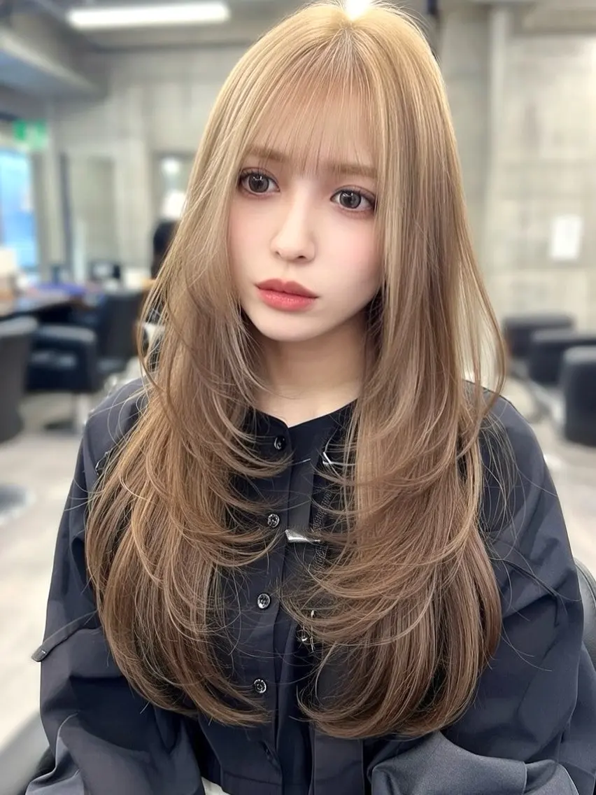 ロング カラー レイヤーカット カット ヘアカラー トリートメント レイヤー/ウルフ ハイトーンhiroのヘアスタイル