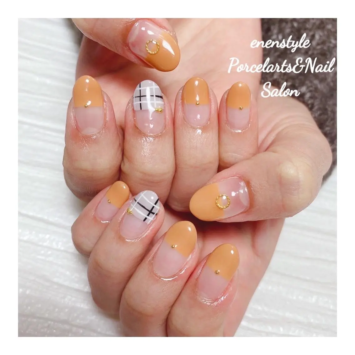 ミディアム ネイル ハンドネイル 🐾enen style 🐾のネイルデザイン