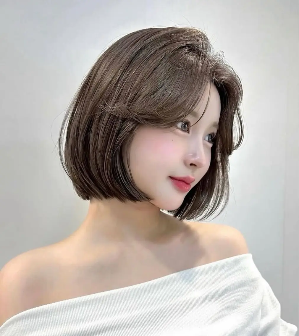 ショート 韓国風レイヤーカラー ライムのヘアスタイル