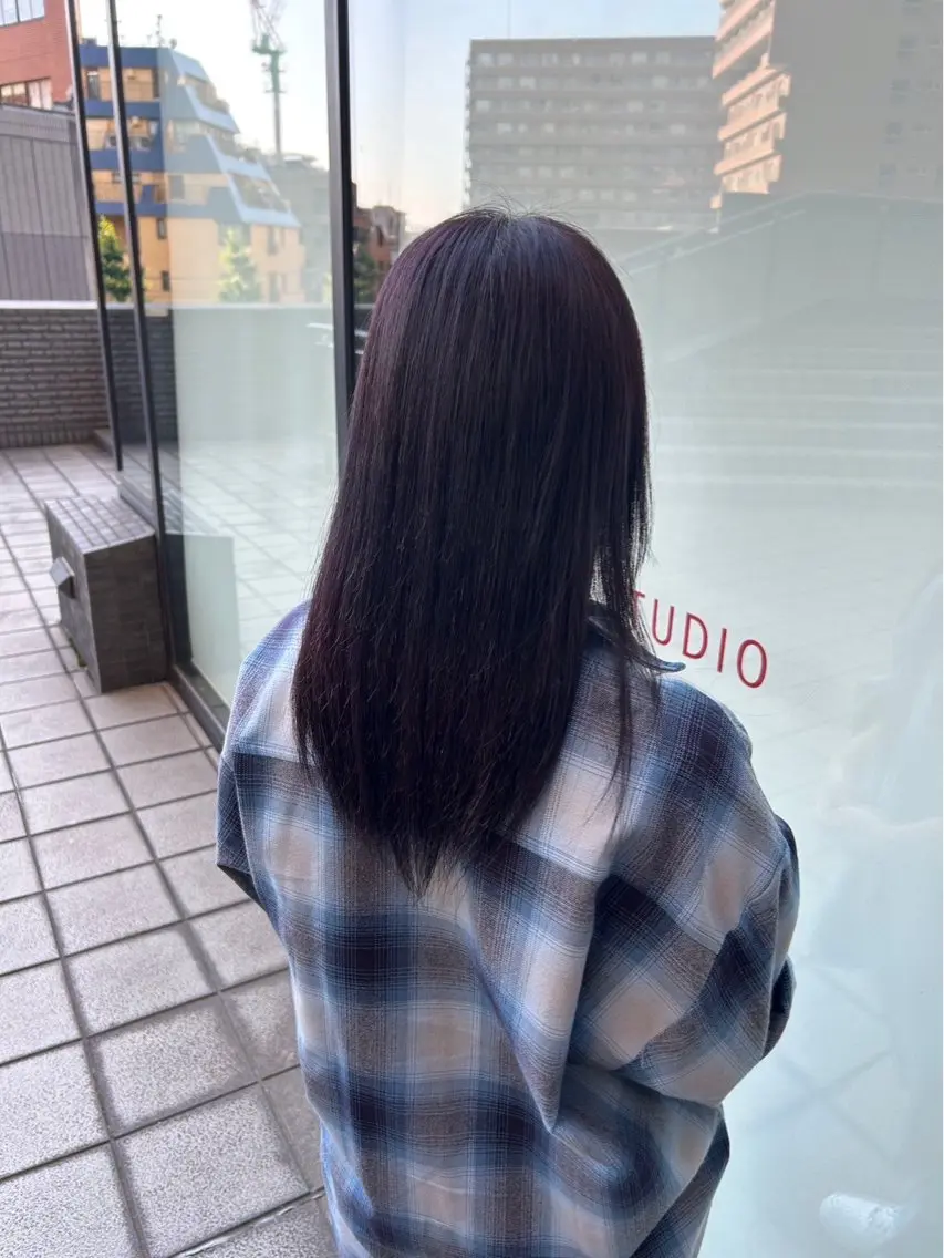 ロング カラー ヘアカラー トリートメント himari💜 酸性ストレートのヘアスタイル