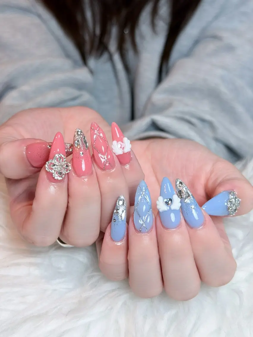 ネイル オーロラネイル ボルドー ブラウン 氷ネイル・うるうるネイル キラキラネイル ハンドネイル Julli NailStudioのネイルデザイン