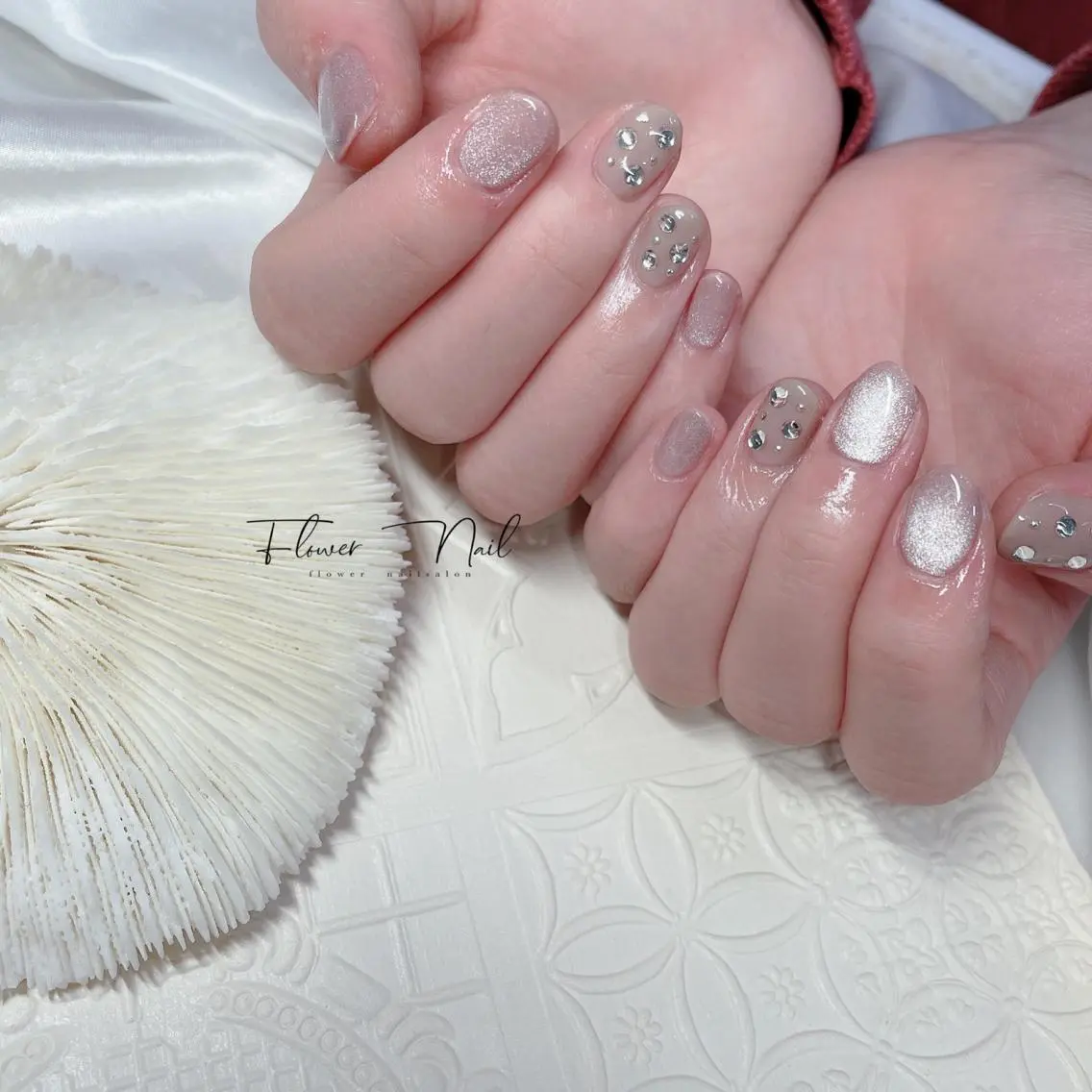 ネイル ストーンネイル ハンドネイル Flower nailのネイルデザイン