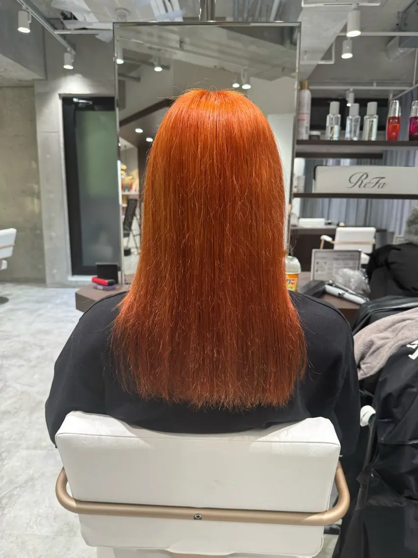 セミロング カラー オレンジ レディースモデル募集 ✨辻 日向のヘアスタイル
