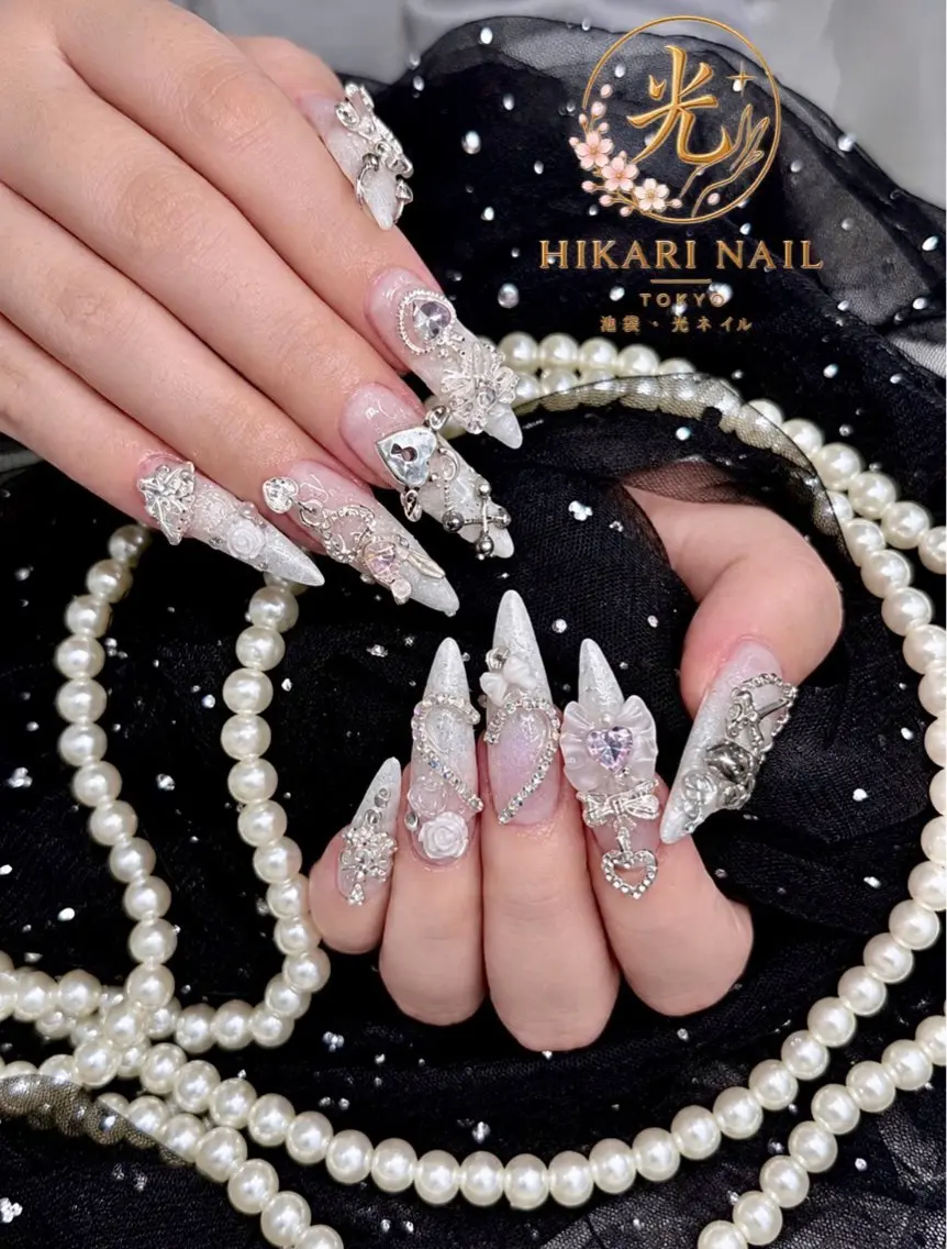 ネイル チークネイル 長さ出し フレンチネイル ジェルネイル ガーリー HikariNail Ikebukuroのネイルデザイン