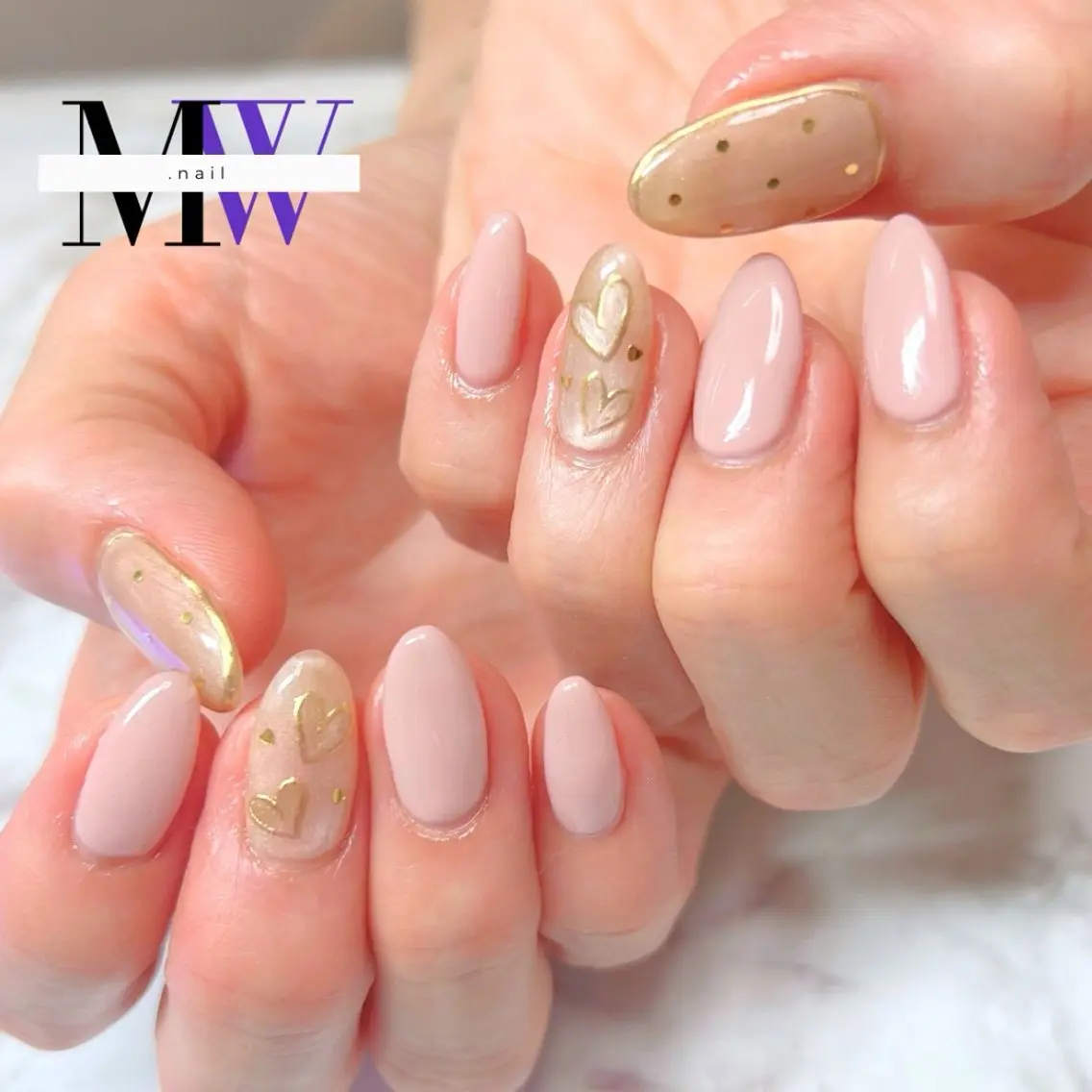 ネイル アートネイル ハート マグネットネイル ハンドネイル MW .nailのネイルデザイン