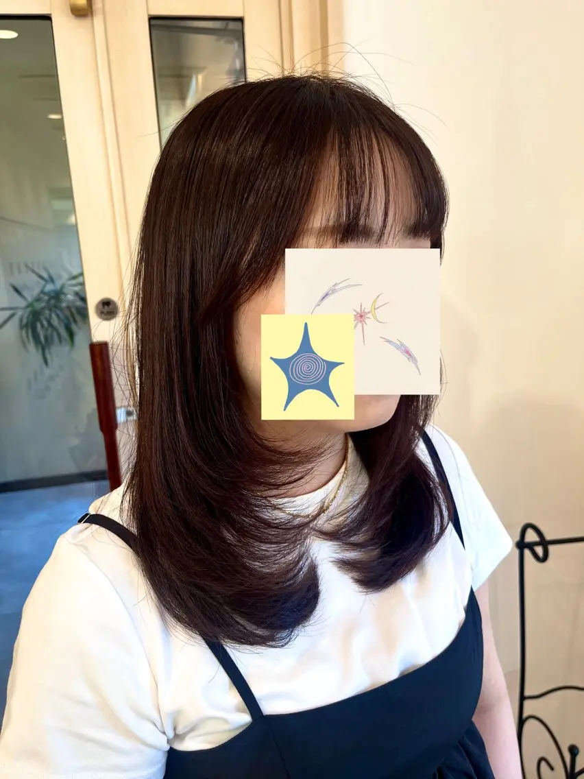 ミディアム 顔まわりレイヤー レイヤーカット カット ヘッドスパ 金山/透明感カラー ヘッドスパ/hinaのヘアスタイル