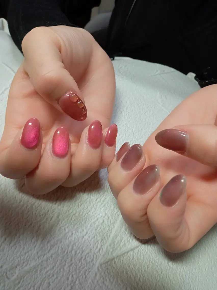 ネイル ハート キラキラネイル マグネットネイル ビー玉ネイル オフィスネイル ハンドネイル flure de neige yukiのネイルデザイン