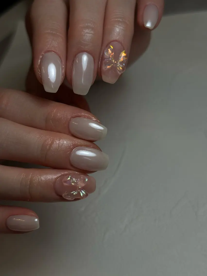ネイル ピンク ピンクベージュ ホワイト havi nailのネイルデザイン