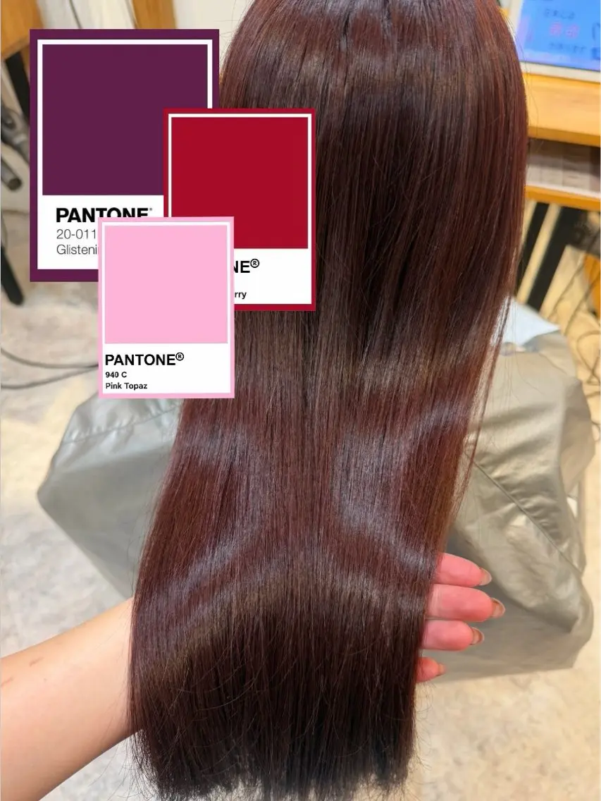 カラー ピンクカラー クオルシアカラー レッドカラー Agu.hair ミサキのヘアスタイル