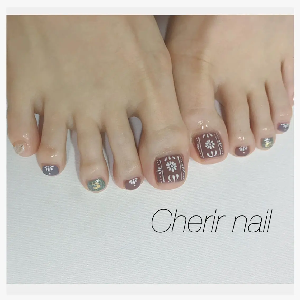 ネイル アートネイル ブラウン Cherirnail kaoriのネイルデザイン