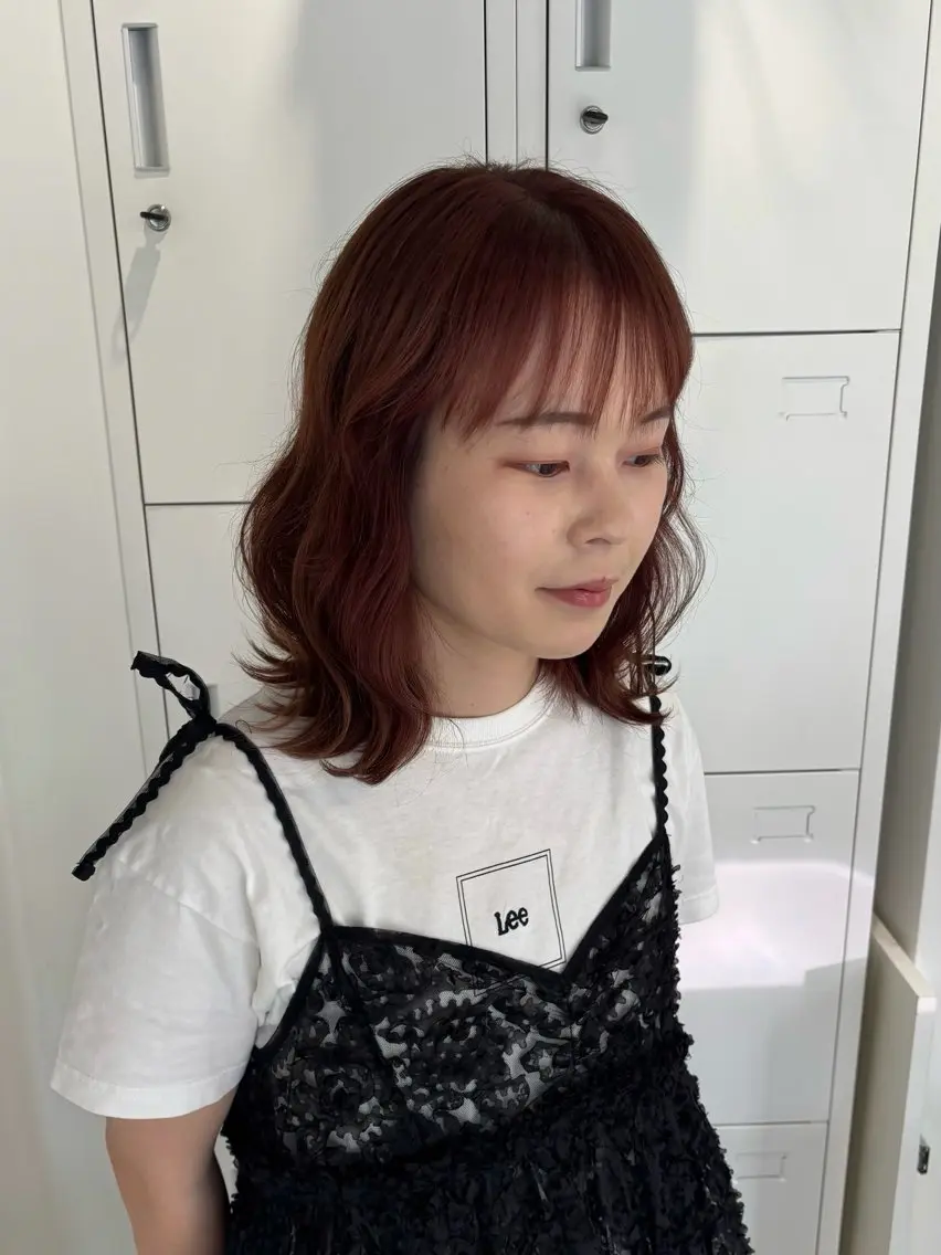 ミディアム カラー ピンクカラー ヘアカラー recipe la couleurちずのヘアスタイル