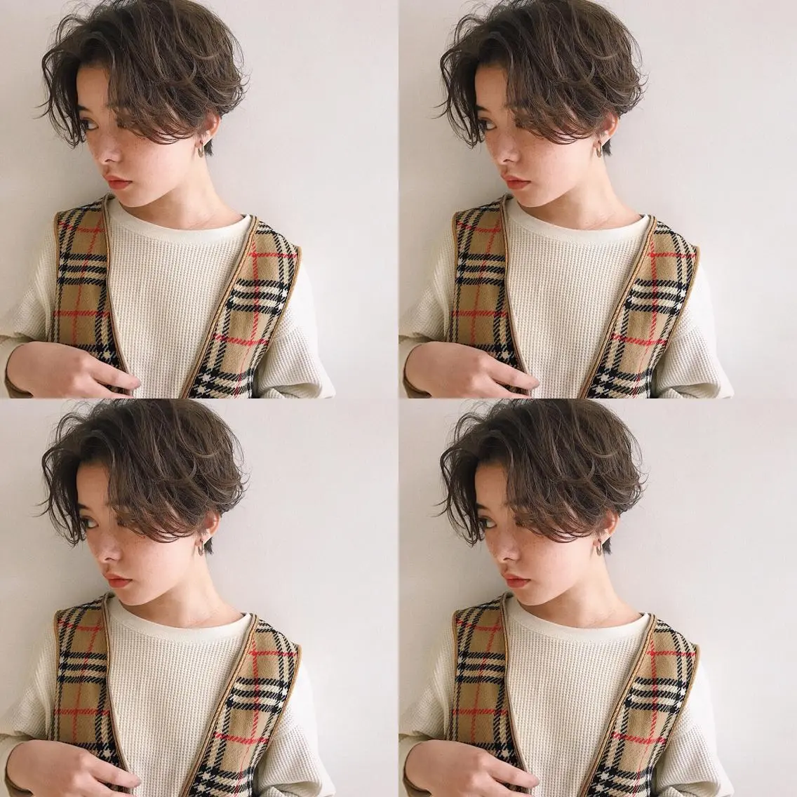 ショート カラー パーマ ヘアアレンジ ハンサムショート ショートヘア 小顔カット カット ヘアセット 松田 亮葉のヘアスタイル