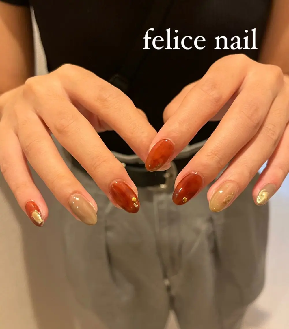 ネイル べっ甲ネイル felice nailのネイルデザイン
