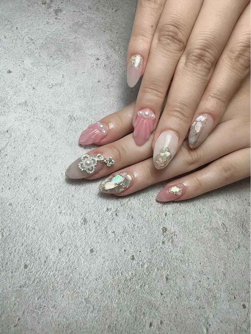ネイル アートネイル 入学式 ハート マグネットネイル 持ち込み ハンドネイル Nailsalon Mimiy..♡のネイルデザイン