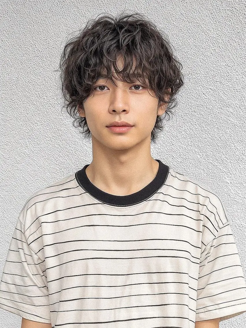 【メンズ人気No.2】デザインカット+ニュアンスパーマ¥8080[B-7/京橋]の写真