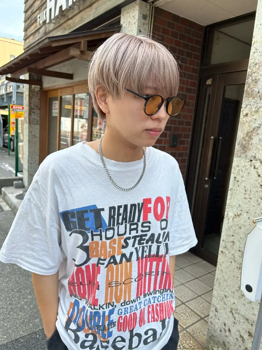 ショート カラー メンズ メンズブリーチ マッシュ ブリーチ ハイトーン/メンズ 水野翔太のヘアスタイル