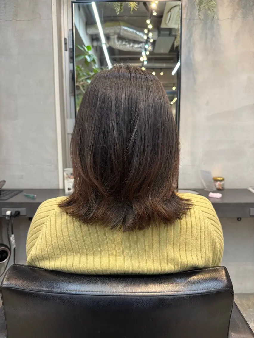 ミディアム くびれヘア カット トリートメント 川口開世 cutのヘアスタイル