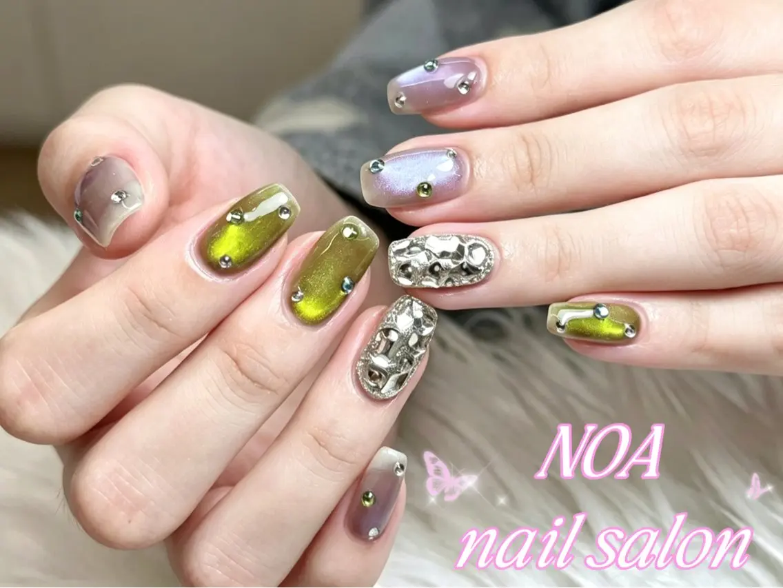 ネイル 長さ出し フレンチネイル ジェルネイル ガーリー キラキラネイル ハンドネイル Noa Nail みつきのネイルデザイン