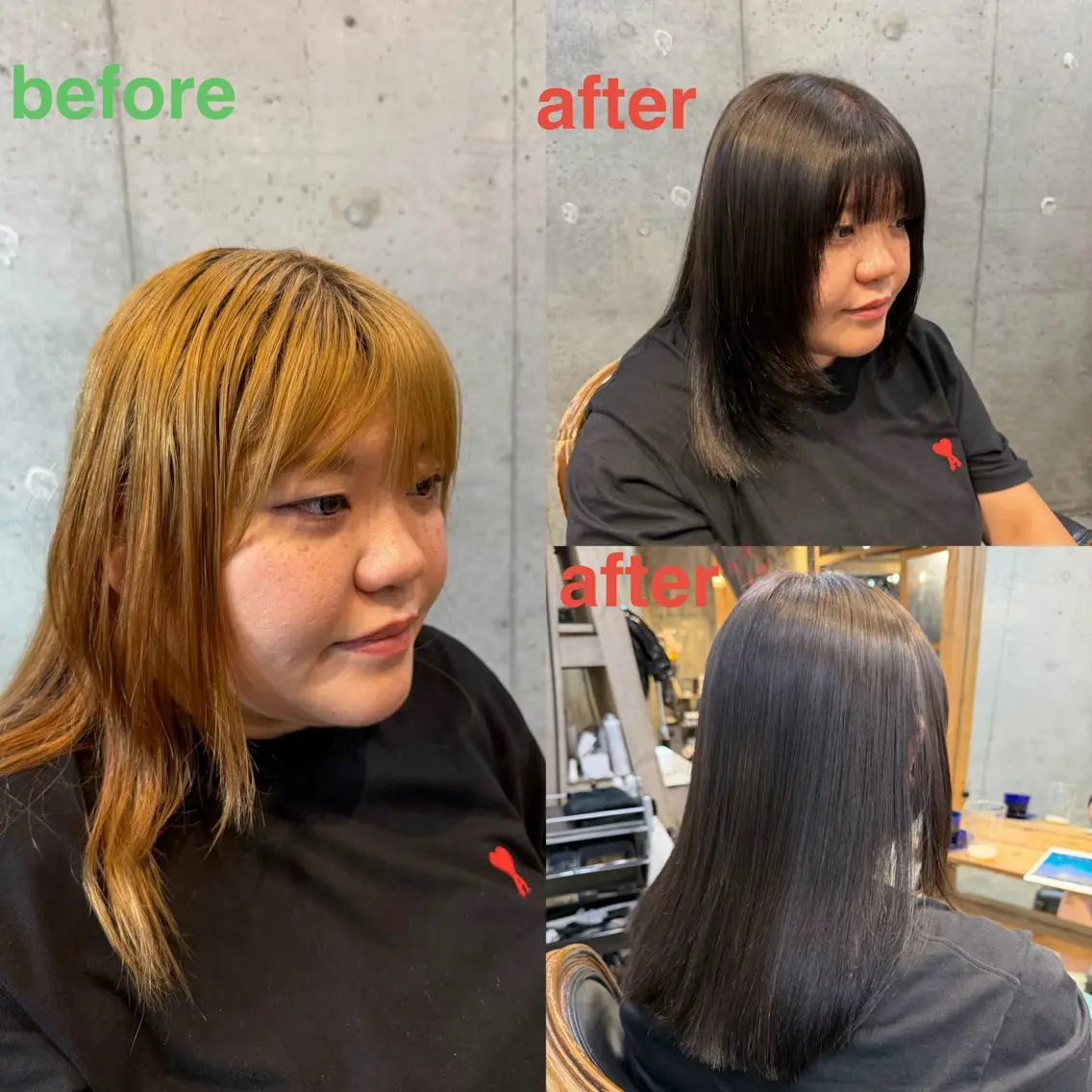 ミディアム カラー ヘアアレンジ ブリーチ オレンジ カット ヘアカラー トリートメント 🍀Ryosuke 🍀のヘアスタイル