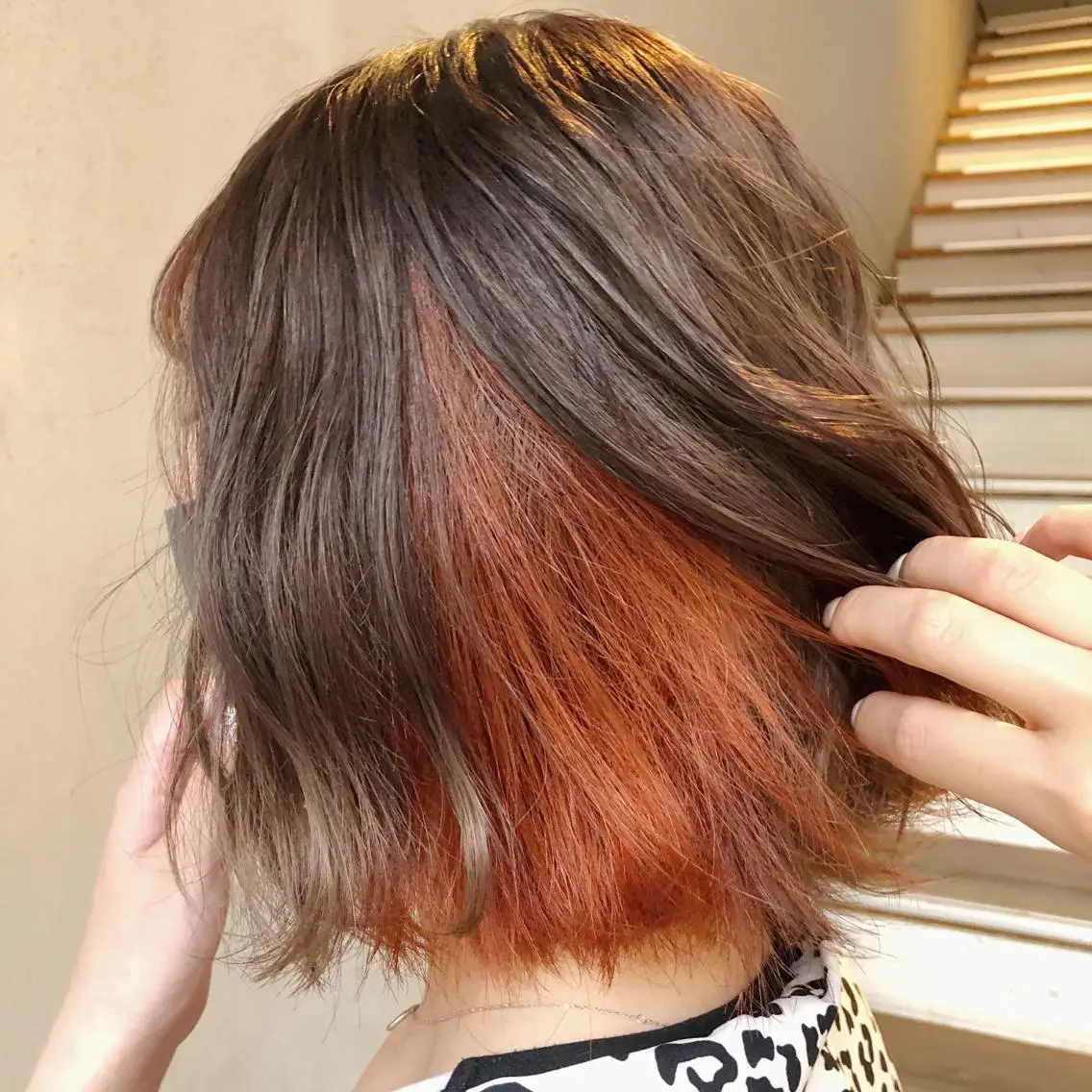 ミディアム ミルクティーブラウン カット ヘアカラー トリートメント 國生 香織のヘアスタイル