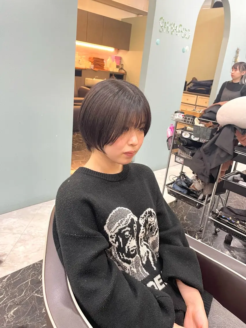 ショート ショートヘア カット ヘアカラー 亀川蓮 Agu hairのヘアスタイル