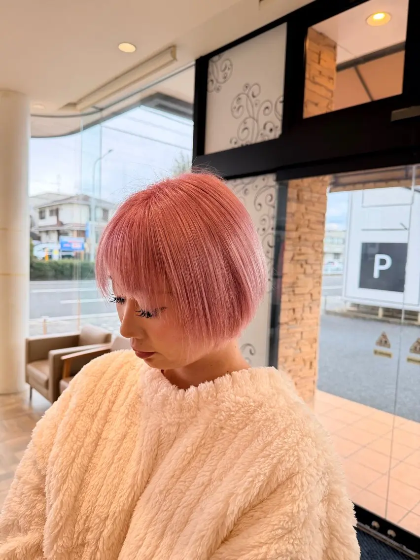 ショート カラー ピンクカラー ショートヘア 🇰🇷韓国ヘア/ 山本瑞己のヘアスタイル