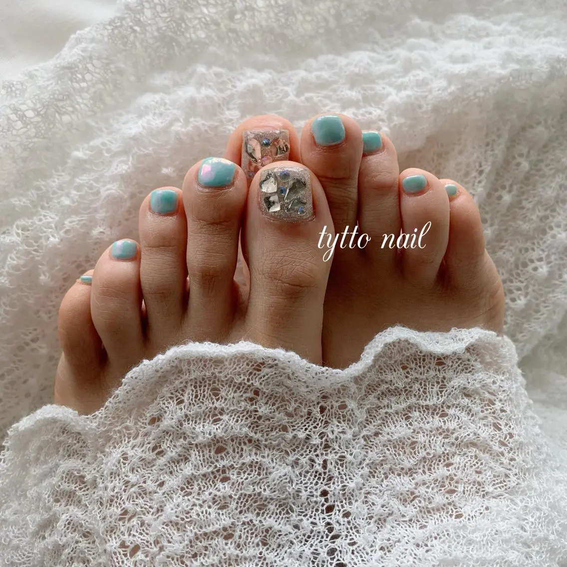 ネイル オーロラネイル フットネイル ハート キラキラネイル 韓国ネイル フットネイル tytto nail ❤︎‪‪eri‪‪のネイルデザイン