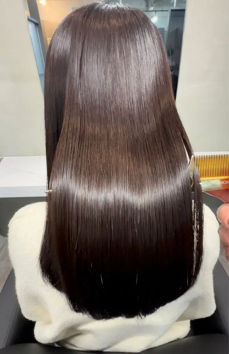 【最高級髪質改善】骨格補正カット＋透明感ボンドカラー＋髪質改善メゾンストレートパーマ+5step髪質改善トリートメントの写真