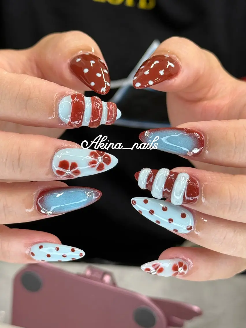 ネイル フットネイル 氷ネイル・うるうるネイル マットネイル ニュアンスネイル リボン ハンドネイル Akina Nailのネイルデザイン