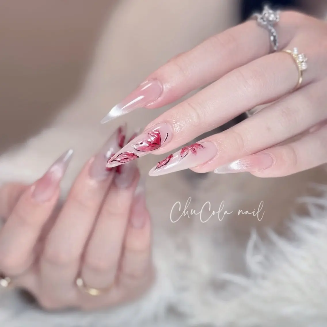 ネイル チークネイル マグネットネイル ワンホンネイル nailsalon ChuColaのネイルデザイン