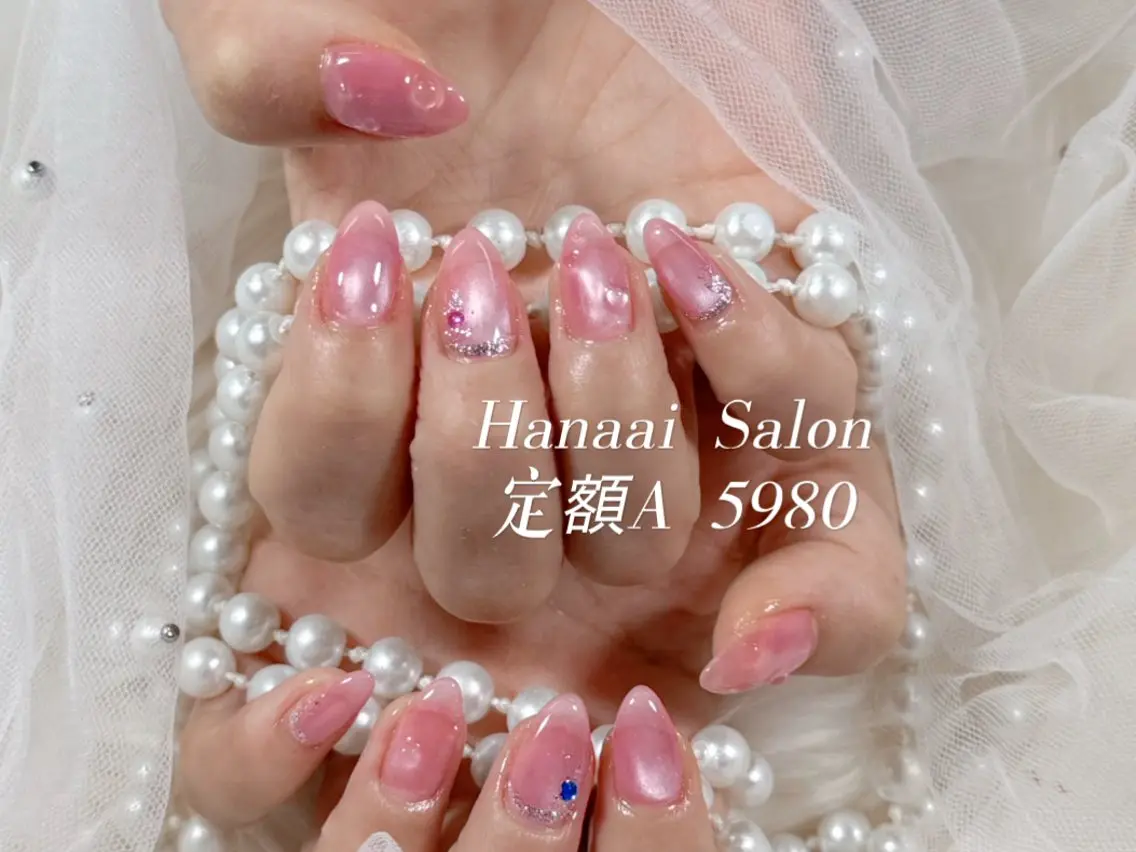 ネイル キラキラネイル 韓国ネイル ロングネイル ピンク スカルプネイル ハンドネイル Hanaai Rikaのネイルデザイン