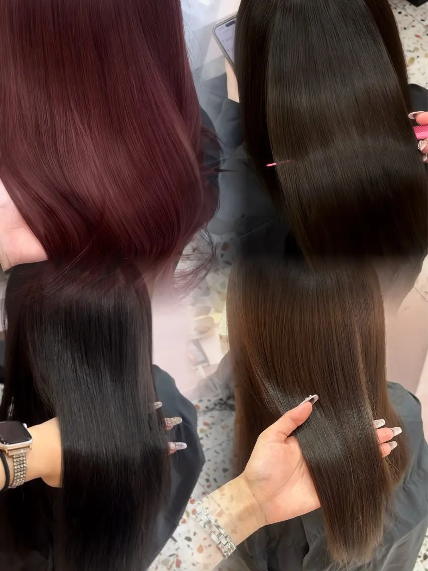 ロング チョコレートブラウン 髪質改善 韓国風ヘア ワンホンヘア 表参道/ワンホンヘア SAAYA🖤のヘアスタイル