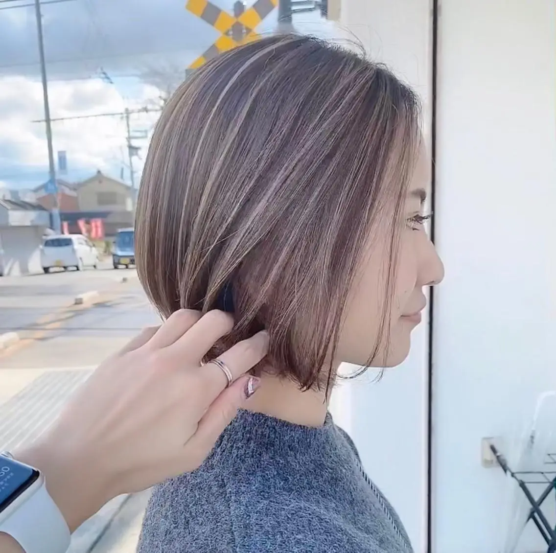 ショート カラー ハイライトカラー ハイライト 森本 笑のヘアスタイル