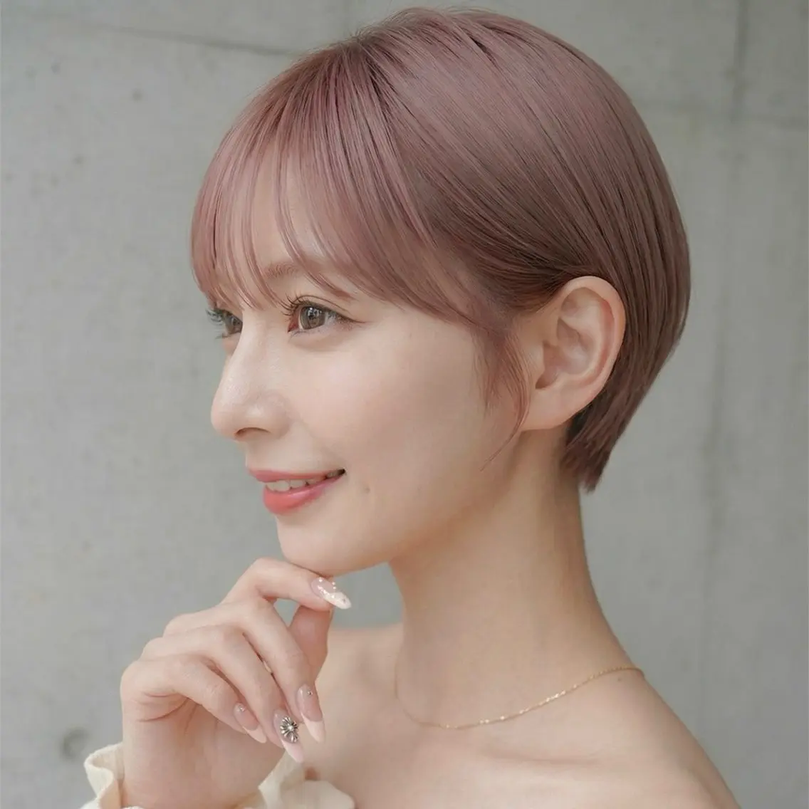 カラー ベージュカラー 透明感カラー ピンクカラー ピンクベージュ 山下 空美のヘアスタイル