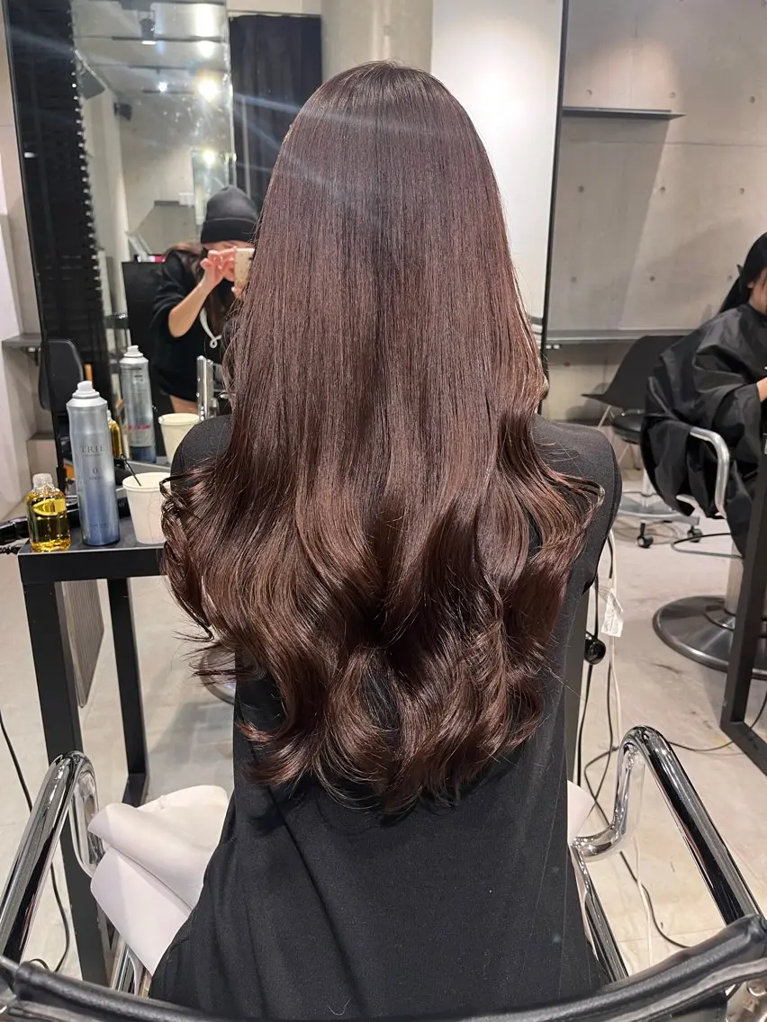 セミロング カラー パーマ ヘアアレンジ 透明感/オリーブ/ グレージュ/YUKAのヘアスタイル
