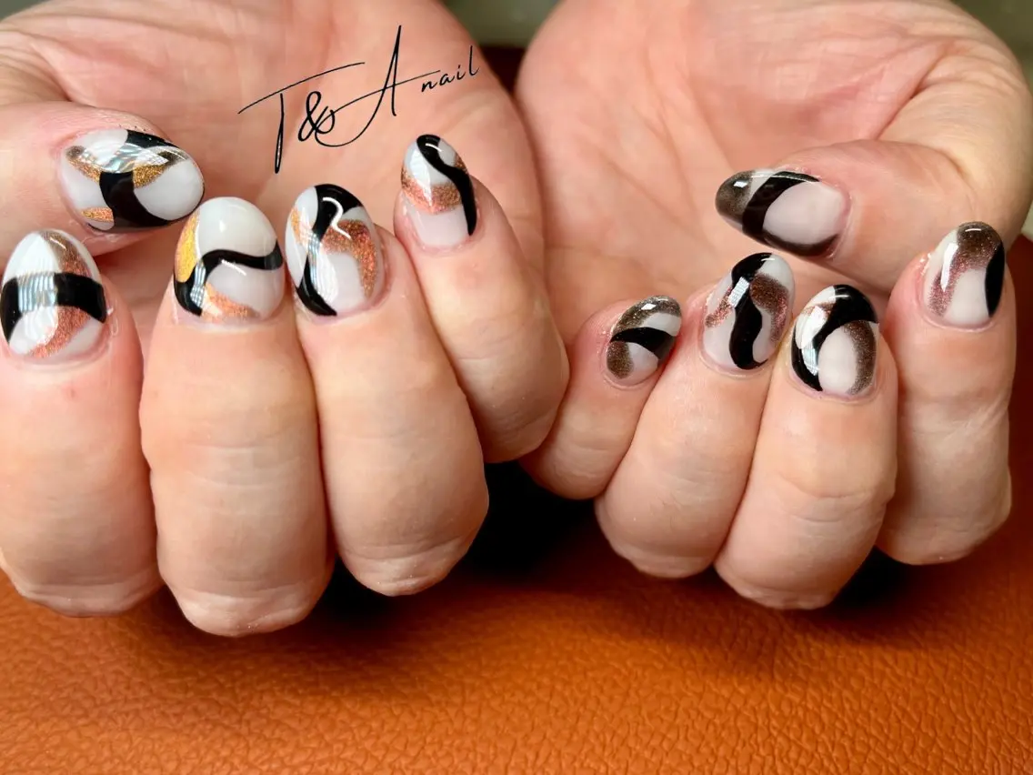 ネイル 長さ出し ジェルネイル マグネットネイル ニュアンスネイル スカルプネイル T&A nailのネイルデザイン