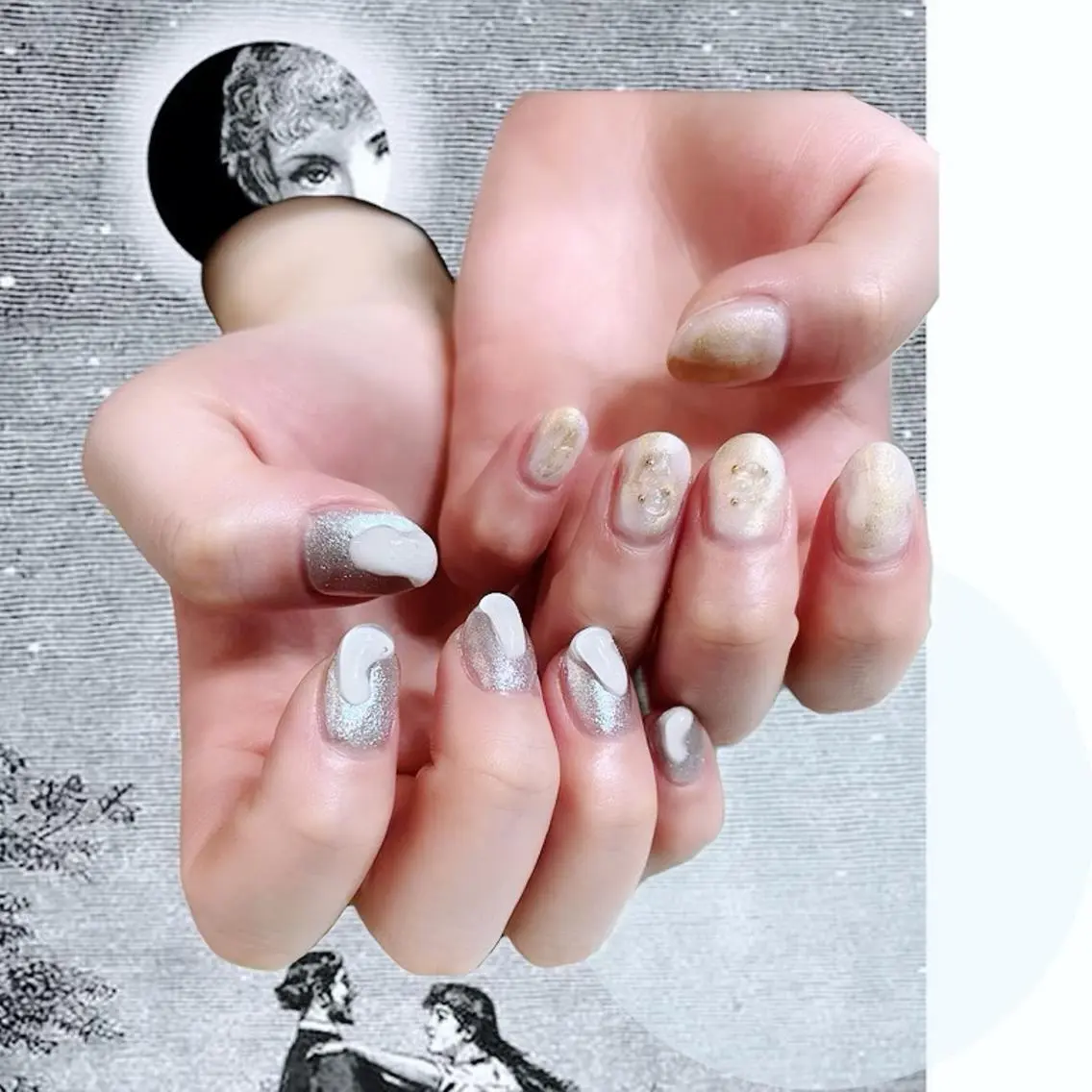ネイル オーロラネイル 氷ネイル・うるうるネイル 韓国ネイル マグネットネイル ミラーネイル VOLLMOND nailのネイルデザイン