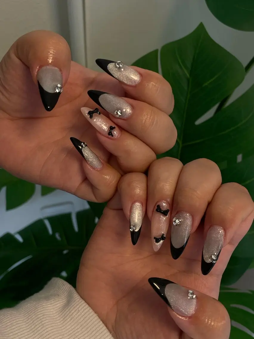 ネイル マグネットネイル リボン ワンホンネイル ハンドネイル Nail salon 🎀Angeのネイルデザイン