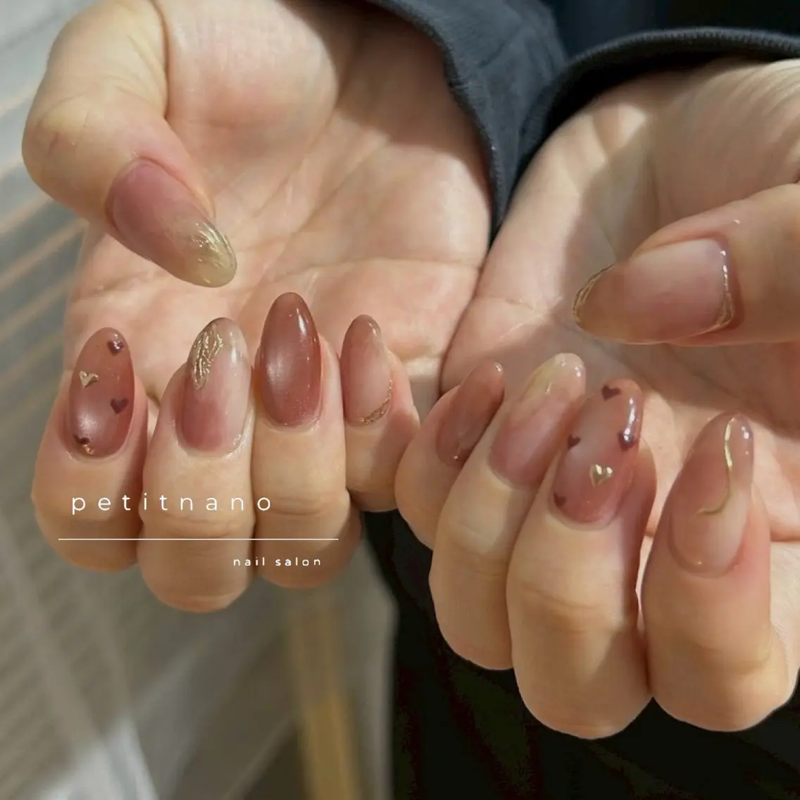 ネイル ハート ニュアンスネイル ピンク バレンタイン nail◯ petitnanoのネイルデザイン