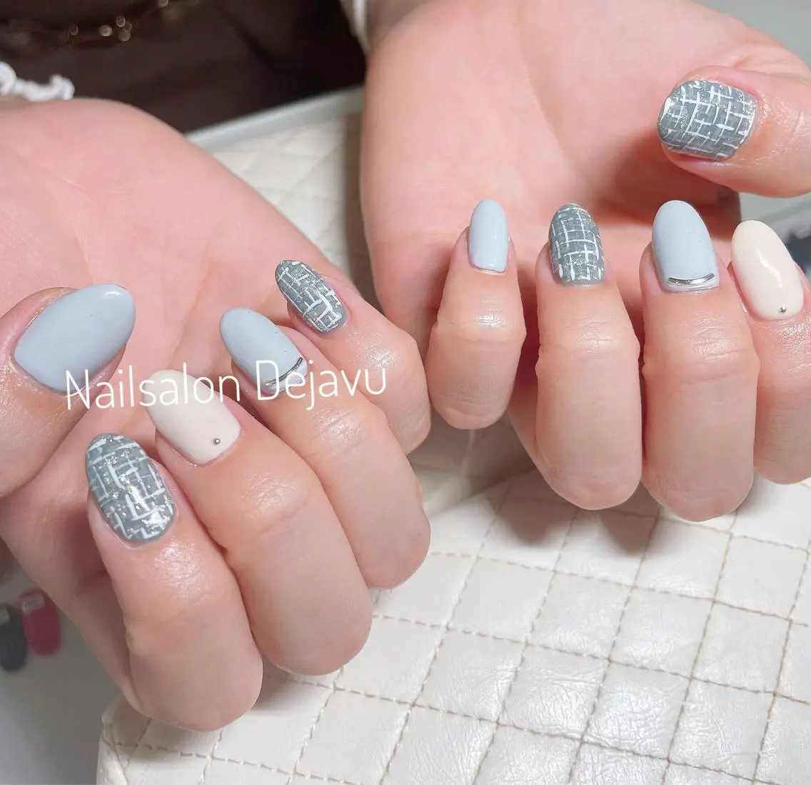 ネイル アートネイル ジェルネイル ツイードネイル 冬ネイル Nail salon Dejavu 🌿のネイルデザイン