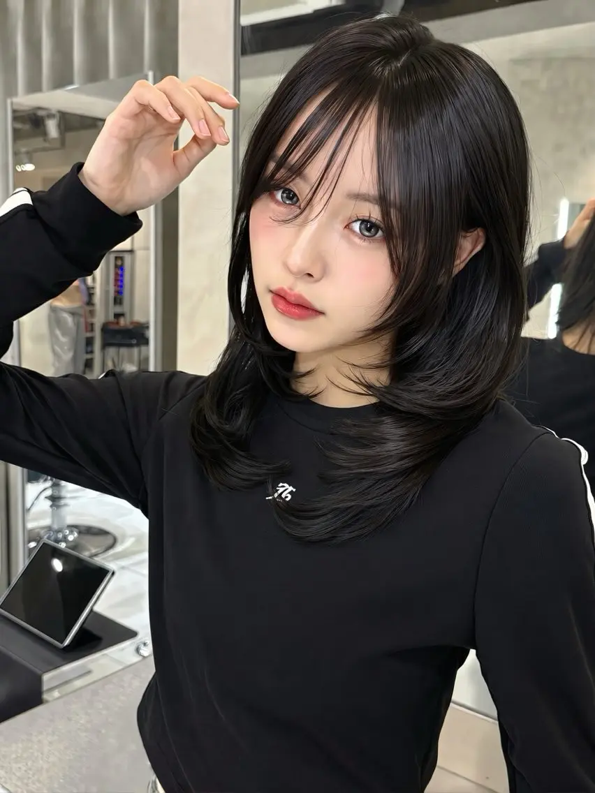 ミディアム カラー カット ヘアカラー トリートメント 髪質改善ストレート 韓国風レイヤー池袋のヘアスタイル