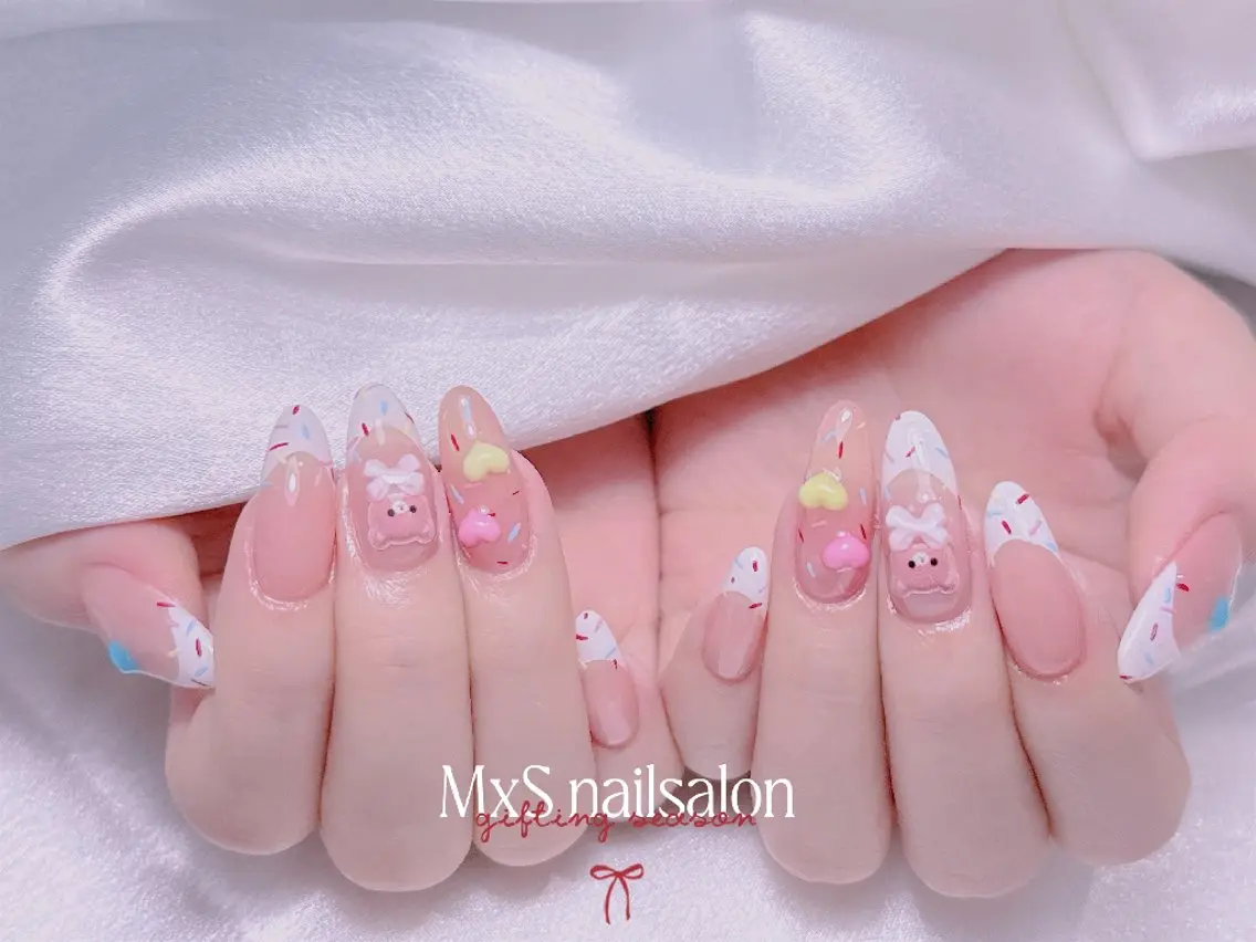 ネイル ジェルネイル 韓国ネイル マグネットネイル パラジェル バレンタイン ハンドネイル M×S Nail みなのネイルデザイン