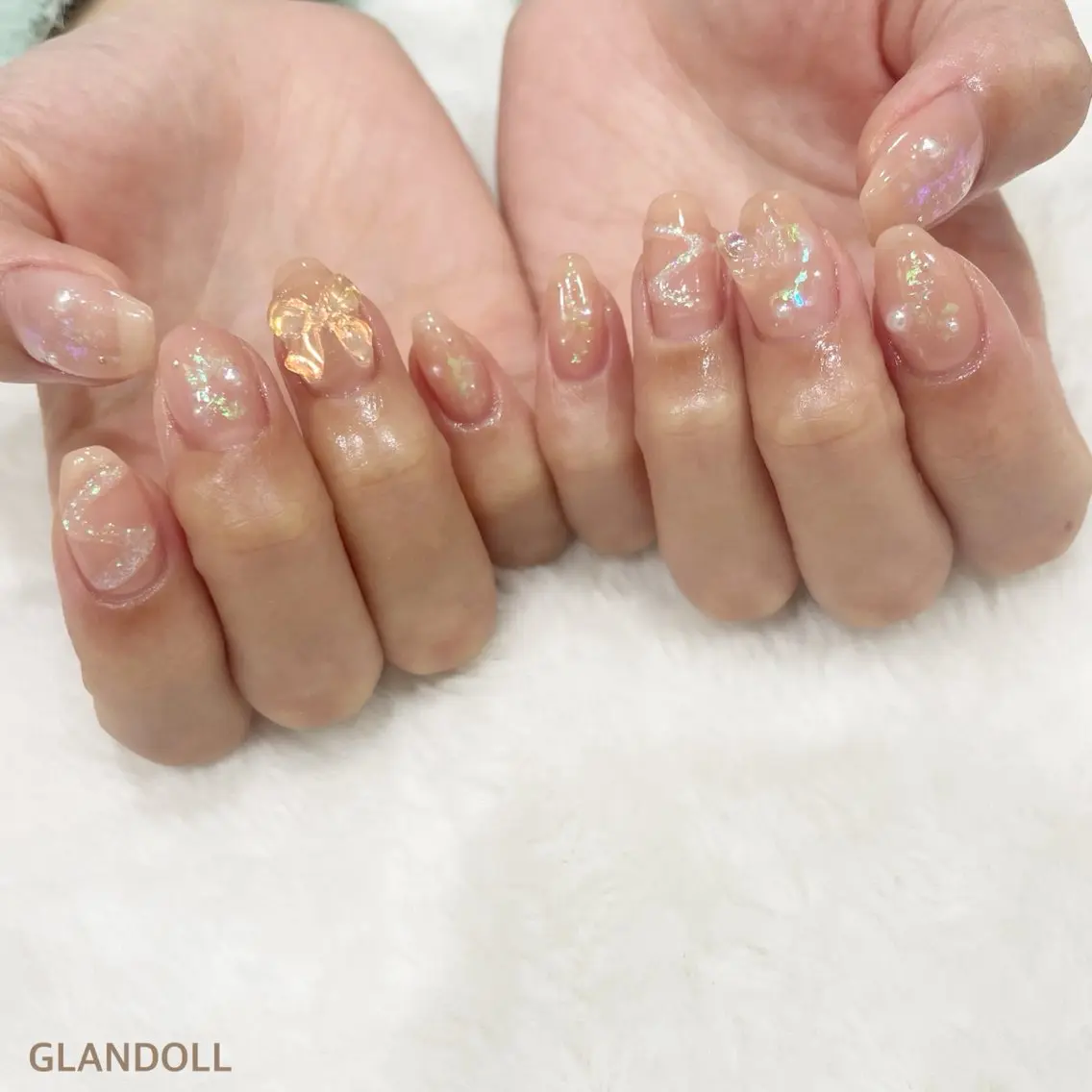 ネイル オーロラネイル リボン ハンドネイル GLANDOLL YURIのエステ・リラクイメージ