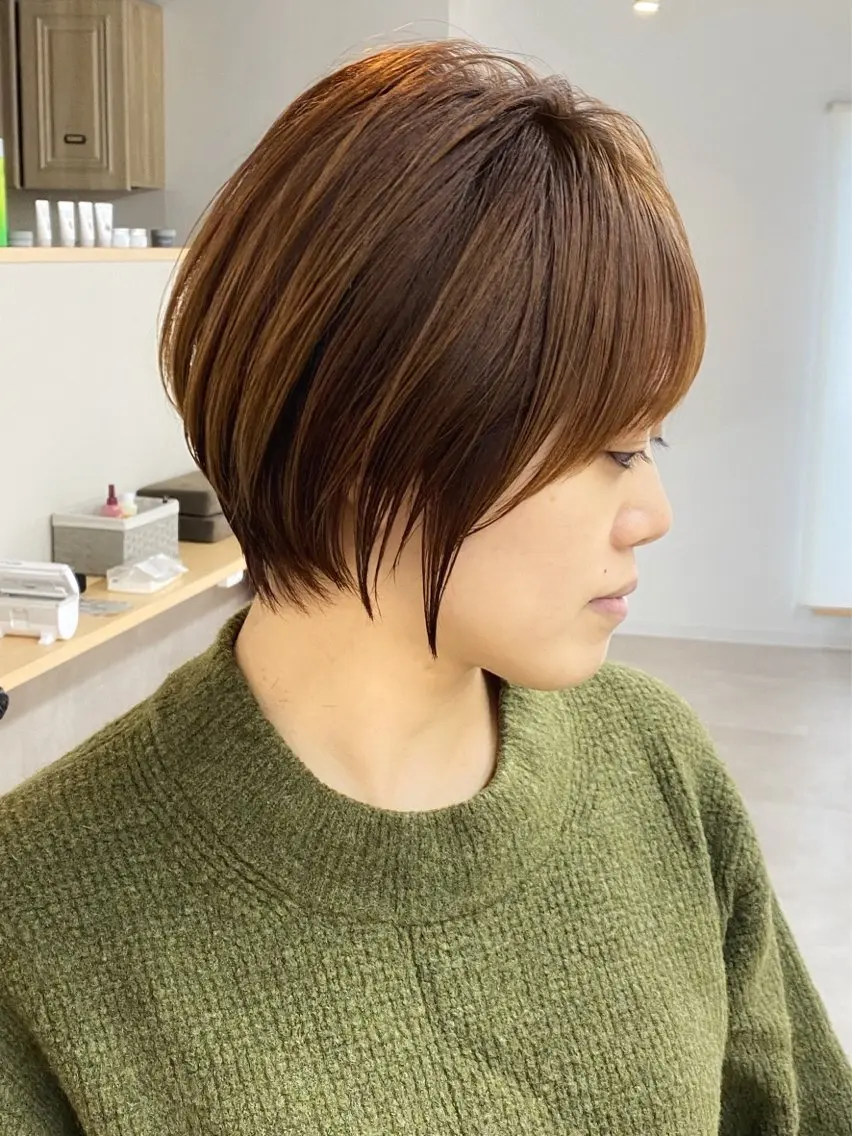 ショート カラー ボブ くびれヘア ショートヘア 当日予約🆗ショート /ハイライト/松本のヘアスタイル