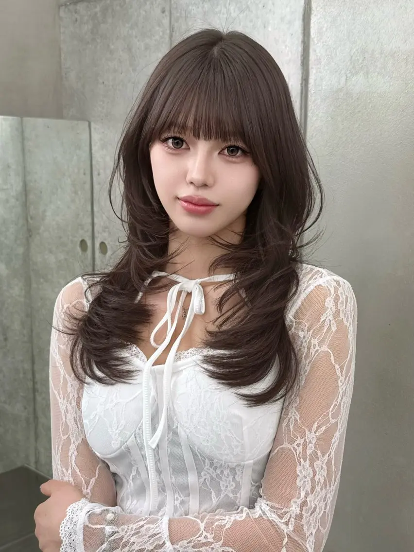 セミロング カラー ハッシュカット 韓国風ヘア レイヤーカット 縮毛矯正 カット 縮毛矯正 トリートメント ヘアセット 大宮 縮毛矯正🩶 レイヤー 柏崎颯刀のヘアスタイル