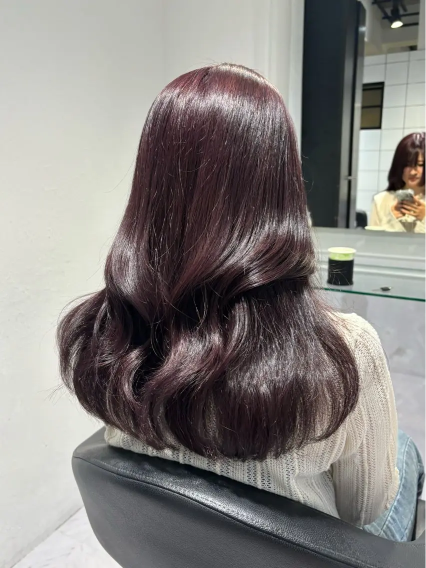 セミロング カラー ヘアカラー トリートメント ヘッドスパ ヘアセット 表参道♡暗髪♡ 艶カラー♡アユミのヘアスタイル