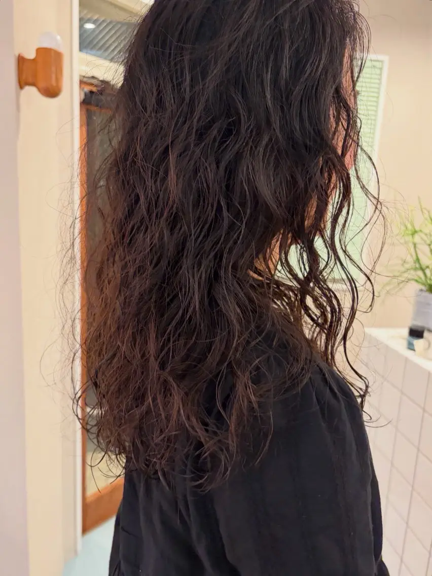 ロング パーマ カット パーマ ニュアンスパーマ🪿 透明感カラー岩波ゆいのヘアスタイル