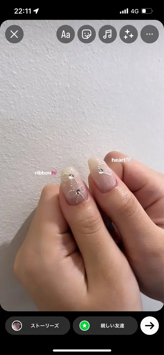 ネイル ハート リボン ハンドネイル Ibuki 🎀仙台パルコ🎀のマツエク・マツパデザイン